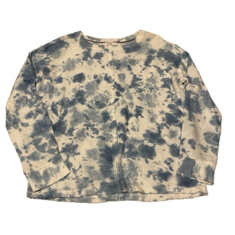 New Directions Studio Women’s Medium Blue and White Tie Dye Long Sleeve Shirt